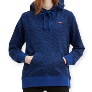 Levi's Blue Leopard Print Hoodie Sz.L EUC.